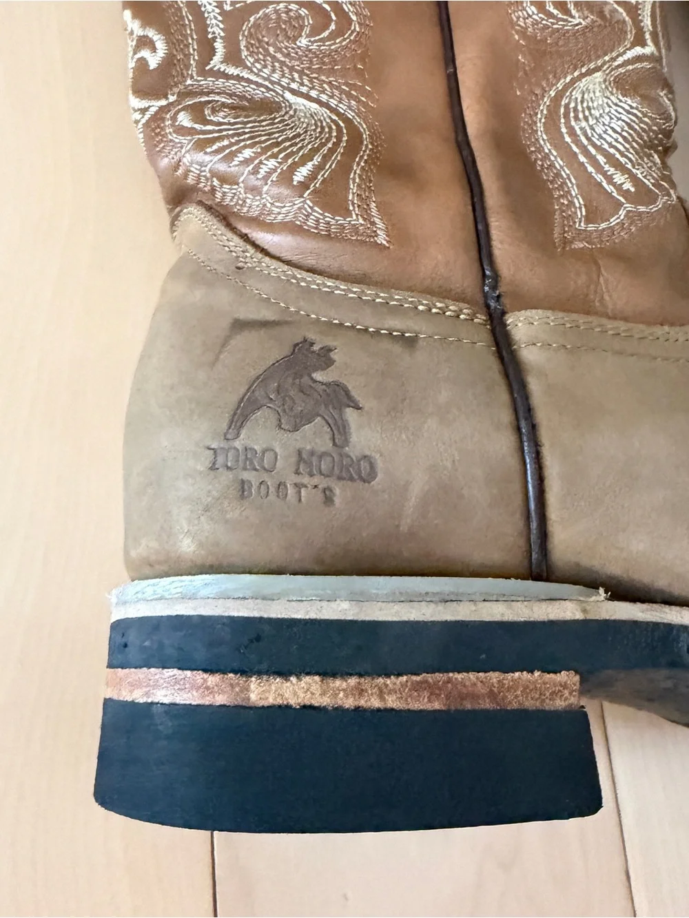 Women’s Toro Moro Square Toe Brown Western Cowboy Boots - Tan Stitch Detail